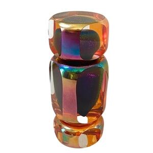 VINTAGE BRIAN MAYTUM 1991 IRIDESCENT GLASS PERFUME BOTTLE WITH STOPPER, RARE